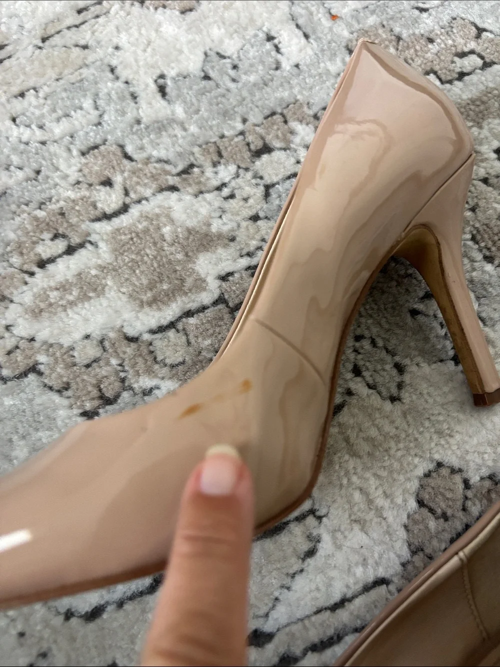 Nine West 6.5 Fresh Pointy Toe Pumps in Antique Taupe Patent Stiletto High Heel